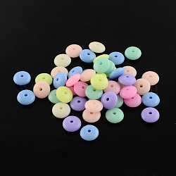 Donut einfarbig undurchsichtige Acrylperlen, Mischfarbe, 10x4 mm, Bohrung: 2 mm, ca. 180 Stk. / 50 g