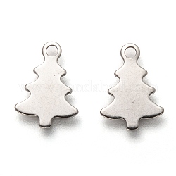 Christmas 201 Stainless Steel Charms, Laser Cut, Christmas Tree, Stainless Steel Color, 12x8.5x0.5mm, Hole: 1.4mm