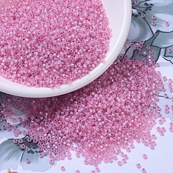 Miyuki runde Rocailles Perlen, japanische Saatperlen, (rr555) gefärbter, mit Rosensilber ausgekleideter Alabaster, 11/0, 2x1.3 mm, Bohrung: 0.8 mm, über 1100pcs / Flasche, 10 g / Flasche
