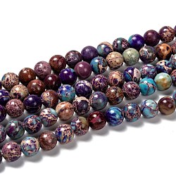 Fili di perle di diaspro imperiale naturale, tinto, tondo, blu viola, 8mm, Foro: 1 mm, circa 48pcs/filo, 15.5 pollice.