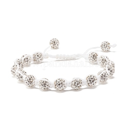 Bracelet de perles tressées en strass boule scintillante pour femme, cristal, diamètre intérieur: 2~3 1/8 pouces (5.2~8 cm)