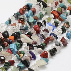 Chapelets de perles en pierre gemme naturelle, puce, couleur mixte, 3~5x7~13x2~4mm, Trou: 0.4mm, 31 pouce