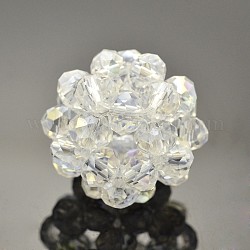 Perle tessute rotonde di cristallo di vetro trasparente, perline a grappolo, chiaro, 14mm, perline: 4 mm