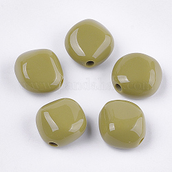 Perles acryliques opaques, kaki foncé, 23x22x12.5mm, Trou: 3.5mm