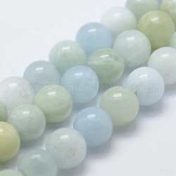 Natürliche Aquamarin Perlen Stränge, Runde, 8 mm, Bohrung: 1 mm, ca. 52 Stk. / Strang, 15.7 Zoll