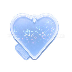 Moldes de silicona de calidad alimentaria con colgante de corazón con efecto holográfico láser diy, moldes de resina, para resina uv, fabricación de joyas de resina epoxi, tema del día de san valentín, patrón del corazón, 81x86x8mm