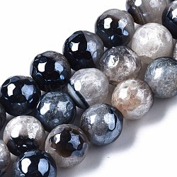 Chapelets de perles d'agate naturelle, perle plaquée lustre, facette, ronde, bleu foncé, 12mm, Trou: 1.6mm, Environ 30~33 pcs/chapelet, 13.70~15.75 pouce (34.8~40 cm)