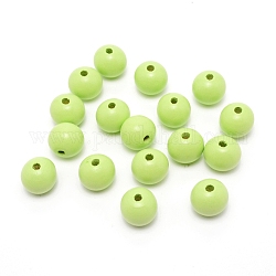 Perles de bois naturel peintes à la bombe, ronde, vert jaune, 15~16mm, 770 pcs / 975 g