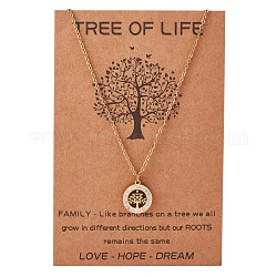 Collana con ciondolo albero della vita in zirconi chiari, gioielli in ferro per le donne, oro, 17.32 pollice (44 cm)