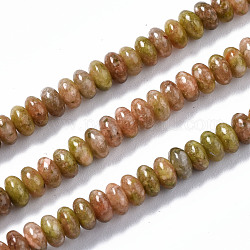 Perline Unakite naturali fili, rondelle, 4~5x2mm, Foro: 0.8 mm, circa 165~170pcs/filo, 14.96~15.35 pollice (38~39 cm)