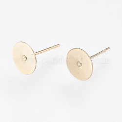 Accessoires de puces d'oreilles en 304 acier inoxydable, véritable 18k plaqué or, 12x8mm, pin: 0.7 mm
