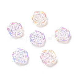 Opaque Acrylic Flower Cabochons, AB Color, Rose, Colorful, 11.5x12x4mm