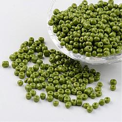 6/0 Backfarbe Glasperlen, olivgrün, 4~5x3~4 mm, Bohrung: 1~2 mm, ca. 427 Stk. / 50 g