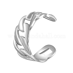 Anillos de puño estilo cadena de acera de acero inoxidable, para mujeres hombres, color acero inoxidable, 10mm, diámetro interior: 21 mm