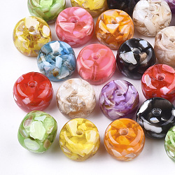 Harz perlen, mit Shell, Rondell, Mischfarbe, 13x9 mm, Bohrung: 2 mm