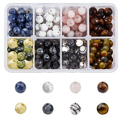 Nbeads 200pcs 8 cuentas de piedras preciosas naturales de estilo, facetados, redondo, 8~8.5mm, agujero: 1 mm, 25 piezas / style