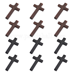 Chgcraft 12 pièces 2 couleurs forme de croix en bois teints grands pendentifs pour collier à faire soi-même bracelet boucle d'oreille fabrication de bijoux artisanaux, couleur mixte