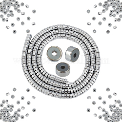 Sunnyclue electrochapa hematita sintética no magnética perlas espaciadores hebras, abalorios heishi, Disco redondo plano, platinado, 4x2mm, agujero: 1 mm, aproximamente 200 pcs / cadena, 15.7 pulgada, 2 hebras
