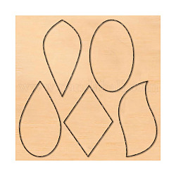 Геометрические формы для резки дерева, Со сталью, для diy scrapbooking / фотоальбом, декоративная тисняющая бумажная карточка, слеза, & ромб & овал, 10x10x2.4 см