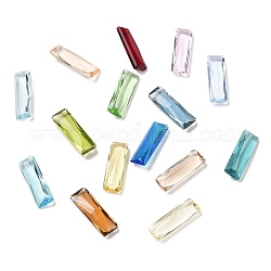 Cabochons en verre avec strass de dos avec point, facette, rectangle, couleur mixte, 15x5x3~4mm