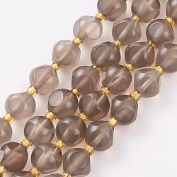 Natürlichen graue Achat Perlen Stränge, mit Glasperlen, sechsseitige Himmelswürfel, facettiert, 8~8.5x8~8.5 mm, Bohrung: 1 mm, ca. 40 Stk. / Strang, 15.75 Zoll (40 cm)