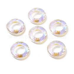 Galvanoplastie anneaux de liaison en verre, anneau cosmique en cristal, anneau de prisme, facette, anneau rond, clair ab, 14x3.5mm, diamètre intérieur: 8 mm