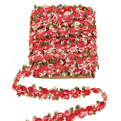 Cinta de encaje de flores ph pandahall de 5 yarda, Adorno de encaje floral rojo de 20mm, cintas decorativas bordadas con flores de encaje para apliques de boda diy, costura artesanal, álbum de recortes, cortina de tapicería