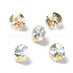 Cabochons en verre strass style ab léger, dos et dos plaqués, diamant, cristal clair ab, 6.2x4.2mm