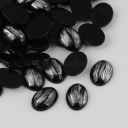 Accessoires de vêtement de scrapbook embellishments de cabochons de strass en acrylique de Taiwan, dos plat, ovale, noir avec banc d'étirage, gris foncé, 25x18x6mm