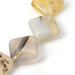 Natural Dendritic Agate Beads Strands, Dyed, Rhombus, Light Khaki, 22x22x7mm, Hole: 1mm