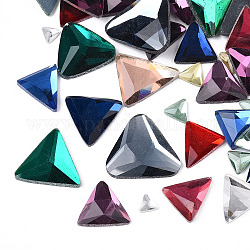 Cabochons di vetro, sfaccettato, triangolo, colore misto, 6~23x6.5~25x2~5mm