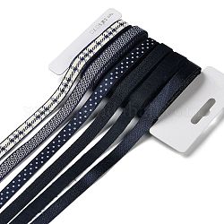 Ruban polyester 18 yards 6 styles, pour le bricolage fait main, nœuds de cheveux et décoration de cadeaux, palette de couleurs bleues, bleu de Prusse, 3/8~1/2 pouce (9~12 mm), environ 3 mètre/style