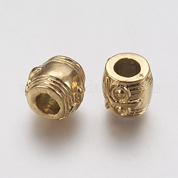 Placcatura ionica (ip) 304 perline europee in acciaio inossidabile, perline con foro grande, colonna, oro, 10x10mm, Foro: 5 mm