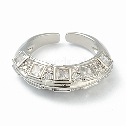 Латунные кольца из манжеты с прозрачным цирконием, открытые кольца, платина, размер США 6, внутренний диаметр: 17 мм