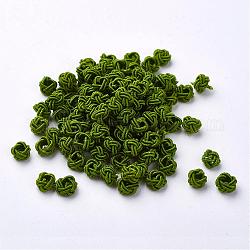 Perles de tissage en polyester, ronde, vert olive, 6x5mm, Trou: 4mm, environ 200 pcs / sachet 