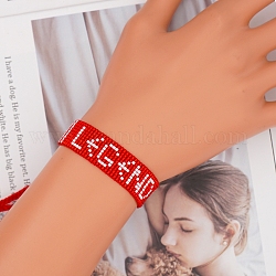 Bracelet en perles de rocaille miyuki tressées, bracelet d'amitié word lngd pour femme, rouge, 11 pouce (28 cm)