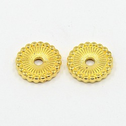 Tibetischen stil Abstandsperlen, Cadmiumfrei und Nickel frei und Bleifrei, Flachrund, golden, 12x2 mm, Bohrung: 2 mm