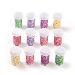 Abalorios de plástico paillette, cuentas de lentejuelas, corazón, color mezclado, 3x4x0.2mm, 6 colores / set, 12 botellas / set