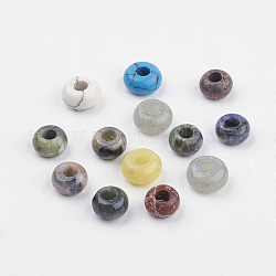 Mixed Gemstone European Beads, Large Hole Beads, Rondelle, Mixed Color, 12~14x5.5~8.5mm, Hole: 5~6mm