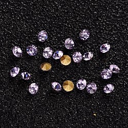 Diamante de imitación de cristal en punta, diamante facetado, espalda plateada, violeta, 2x2mm, aproximamente 1440 unidades / bolsa