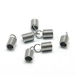 304 Stainless Steel Terminators, Cord Coil, Stainless Steel Color, 10.8x5.5mm, Hole: 4mm