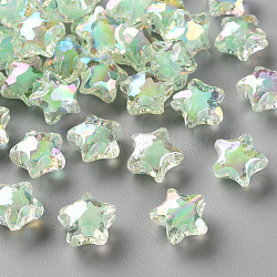 Transparente Acryl Perlen, Perle in Perlen, AB Farbe, facettiert, Stern, Aquamarin, 10.5x11x7 mm, Bohrung: 2 mm, ca. 1280 Stk. / 500 g