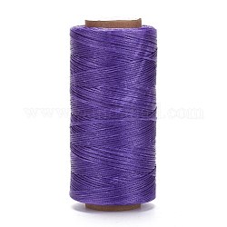 Cordón de poliéster encerado, cordón de micro macramé, hilo de coser encerado, piso, púrpura medio, 0.8mm, alrededor de 284.33 yarda (260 m) / rollo