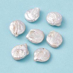 Barocke natürliche Keshi-Perlenperlen, Träne, Muschelfarbe, 17~22x16~18x5~6.5 mm, Bohrung: 0.9 mm