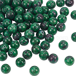 Rubis naturel olycraft en brins de perles zoisite, teinte, ronde, 10mm, Trou: 1mm, Environ 40 pcs/chapelet, 15.7'' (39.88 cm), 2 brins / boîte