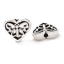 Perline in lega stile tibetano, cuore con la farfalla, argento antico, 10x12x4mm, Foro: 1.6 mm, 892pcs/1000g