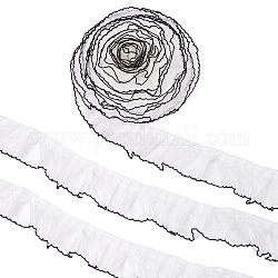 7.5 Yard Polyester-Chiffon mit Rüschenbesatz, plissierter Besatz, falbala rand, Kostüm Kleid Zubehör, weiß, 53~55x0.8 mm