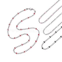 304 collares de cadenas de bolas esmaltadas de acero inoxidable para mujer., color mezclado, 15.94 pulgada (40.5 cm)