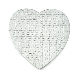 Puzzle d'artisanat de transfert thermique presse à chaud papier, cœur, couleur d'argent, 19x19 cm, 75 pcs