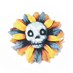 Pendentif acrylique halloween, breloque de fleur, crane, 41x38.5x2.5mm, Trou: 1.5mm